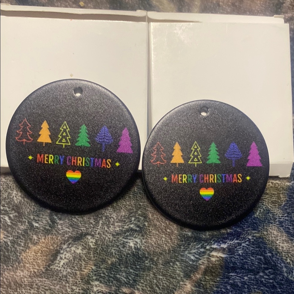 Black Merry Christmas Earrings
